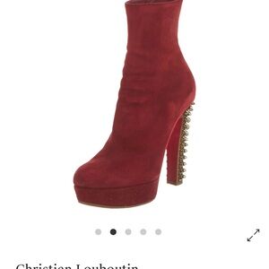 Christian Louboutin Burgundy Suede Platform Boots